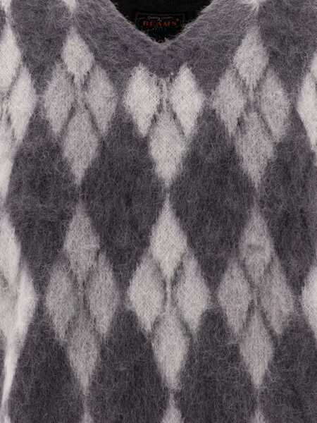 Pulovere casual Beams Plus Argyle vest Grey Barbati (BM 17396325) 4