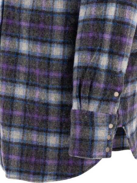 Camasi casual Beams Plus Western shirt Purple Barbati (BM 17396328) 4