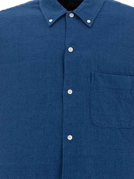 Camasi casual Beams Plus Panama Shirt Blue Barbati (BM 17396439) 3