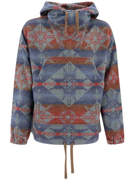 Bluze de trening Beams Plus MIL Smock Jacquard Shaggy hoodie Blue Barbati (BM 17396451) 1