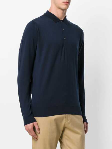 Tricouri Polo John Smedley Belper merino wool polo shirt Blue Barbati (BM 17401203) 3