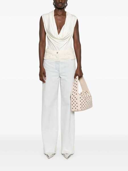 Blugi drepti Givenchy Oversized denim and tweed mixed jeans with 4G detail Light blue Femei (BM 17401641) 2