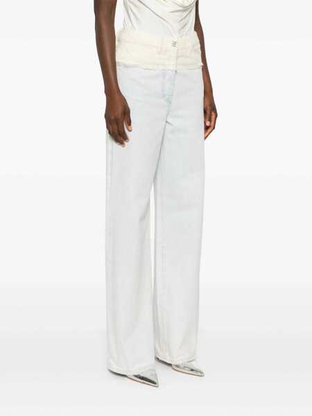 Blugi drepti Givenchy Oversized denim and tweed mixed jeans with 4G detail Light blue Femei (BM 17401641) 3