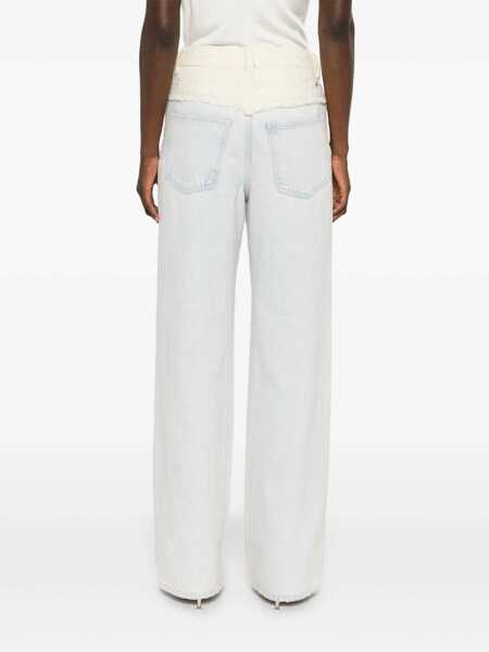 Blugi drepti Givenchy Oversized denim and tweed mixed jeans with 4G detail Light blue Femei (BM 17401641) 4