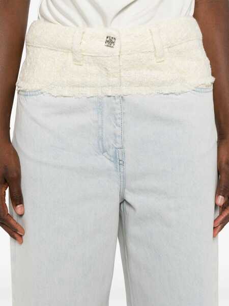 Blugi drepti Givenchy Oversized denim and tweed mixed jeans with 4G detail Light blue Femei (BM 17401641) 5