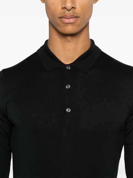 Tricouri Polo John Smedley Belper merino wool polo shirt Black Barbati (BM 17401959) 5