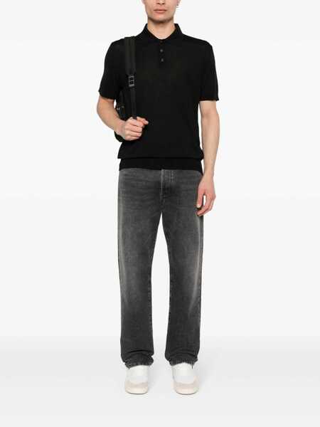 Tricouri Polo Golden Goose Merino wool polo shirt Black Barbati (BM 17402406) 2