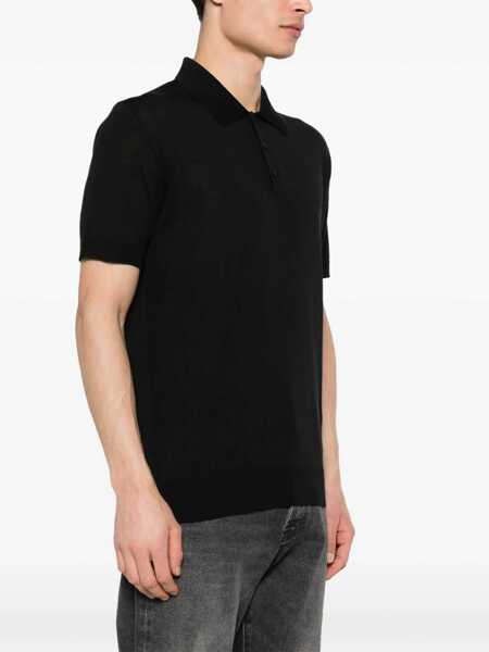 Tricouri Polo Golden Goose Merino wool polo shirt Black Barbati (BM 17402406) 3