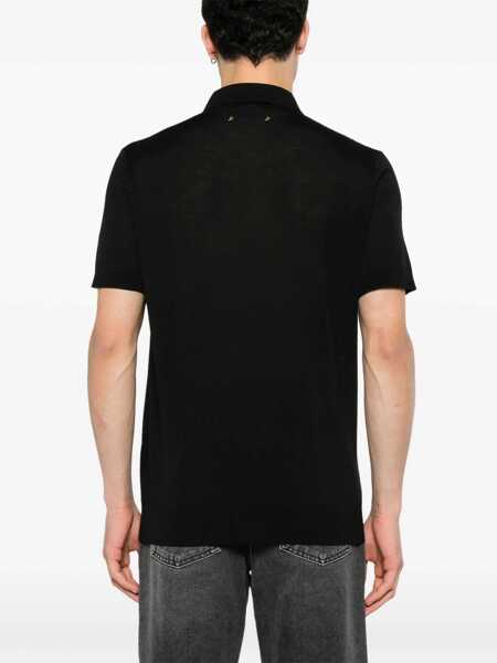 Tricouri Polo Golden Goose Merino wool polo shirt Black Barbati (BM 17402406) 4
