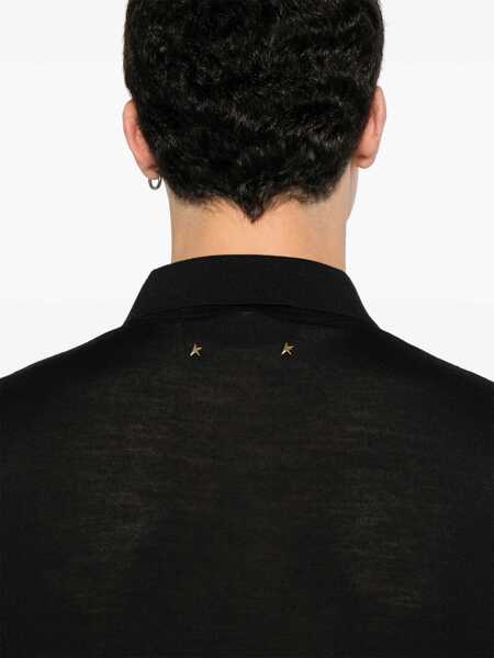 Tricouri Polo Golden Goose Merino wool polo shirt Black Barbati (BM 17402406) 5