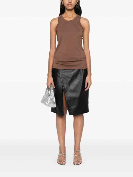 Fuste casual Loulou Studio Leather midi skirt Black Femei (BM 17402688) 2