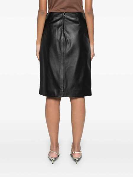 Fuste casual Loulou Studio Leather midi skirt Black Femei (BM 17402688) 4