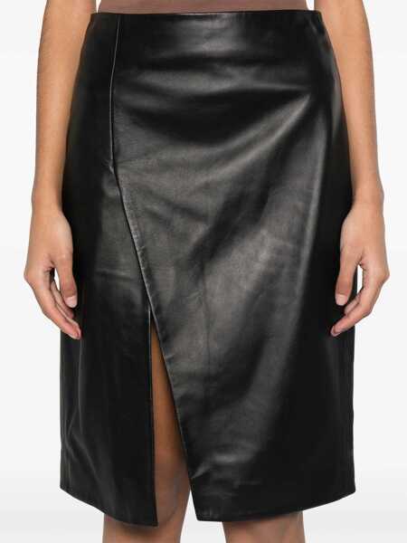 Fuste casual Loulou Studio Leather midi skirt Black Femei (BM 17402688) 5