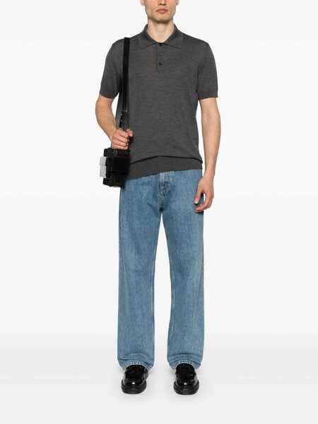 Tricouri Polo Golden Goose Merino wool polo shirt Grey Barbati (BM 17403483) 2