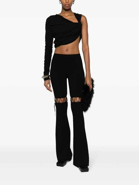 Pantaloni casual NENSI DOJAKA Flared laced leggings Black Femei (BM 17404185) 2