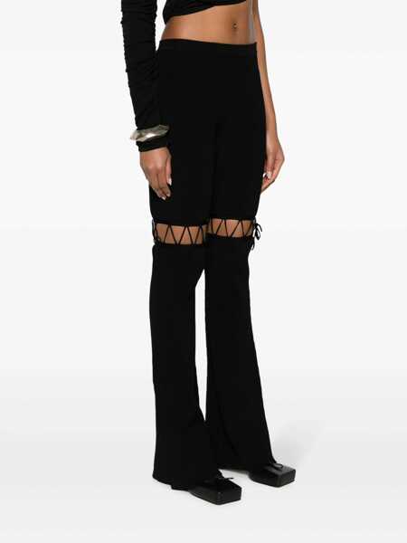 Pantaloni casual NENSI DOJAKA Flared laced leggings Black Femei (BM 17404185) 3