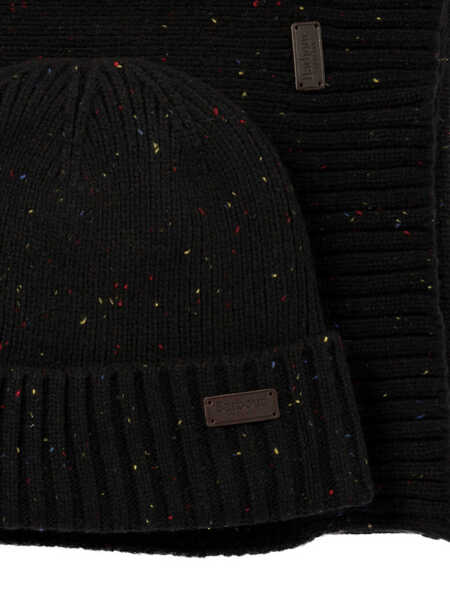 Caciuli Barbour Carlton Fleck cap and scarf set Black Barbati (BM 17404878) 2