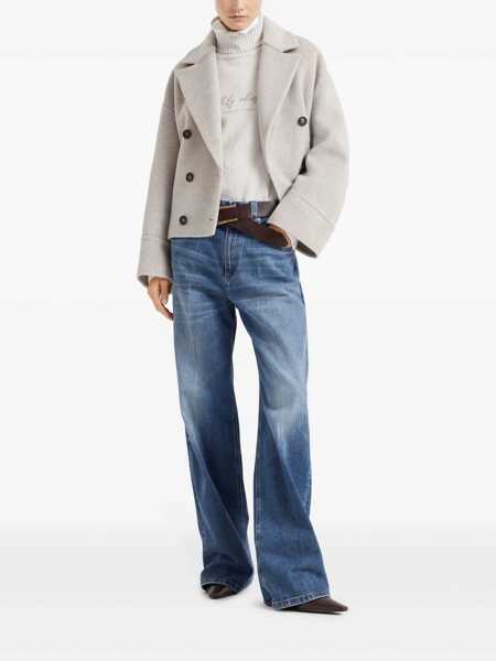 Blugi drepti Brunello Cucinelli Jeans with Shiny Tab Blue Femei (BM 17405028) 2