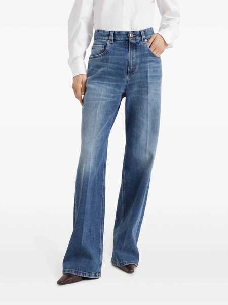 Blugi drepti Brunello Cucinelli Jeans with Shiny Tab Blue Femei (BM 17405028) 3