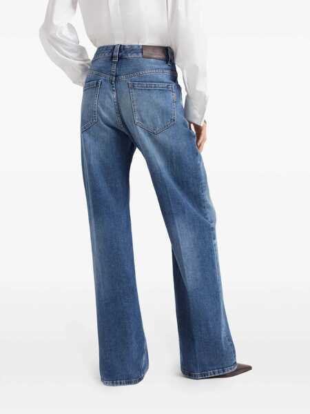 Blugi drepti Brunello Cucinelli Jeans with Shiny Tab Blue Femei (BM 17405028) 4
