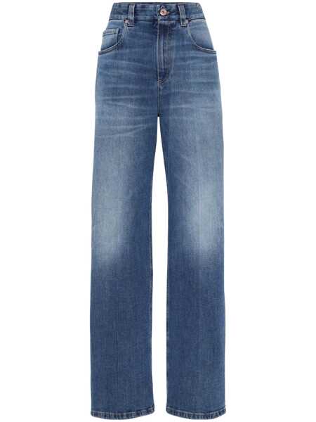 Blugi drepti Brunello Cucinelli Jeans with Shiny Tab Blue Femei (BM 17405028) 1