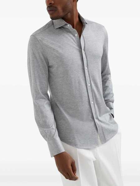 Camasi casual Brunello Cucinelli Silk and cotton shirt Grey Barbati (BM 17405118) 3