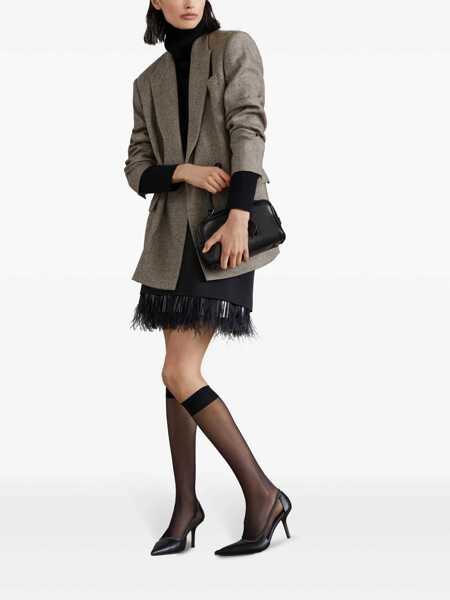 Sacouri Brunello Cucinelli Brushed techno wool chevron blazer with monili Brown Femei (BM 17405169) 2