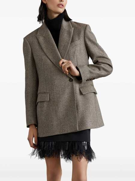 Sacouri Brunello Cucinelli Brushed techno wool chevron blazer with monili Brown Femei (BM 17405169) 3