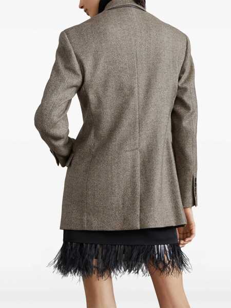 Sacouri Brunello Cucinelli Brushed techno wool chevron blazer with monili Brown Femei (BM 17405169) 4