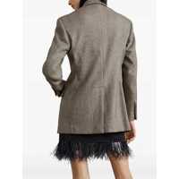 Sacouri Dama - Sacouri Brunello Cucinelli Brushed techno wool chevron blazer with monili Brown Femei (BM 17405169) - B-mall.ro