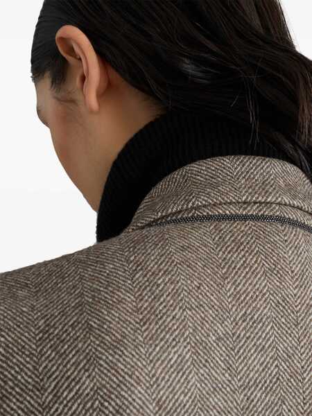 Sacouri Brunello Cucinelli Brushed techno wool chevron blazer with monili Brown Femei (BM 17405169) 5