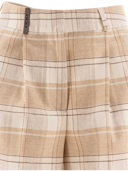 Pantaloni casual Peserico Check wool trousers Beige Femei (BM 17405295) 3