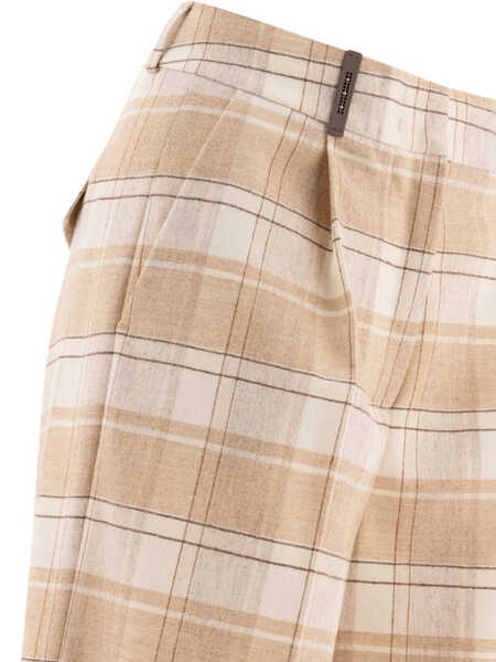 Pantaloni casual Peserico Check wool trousers Beige Femei (BM 17405295) 4