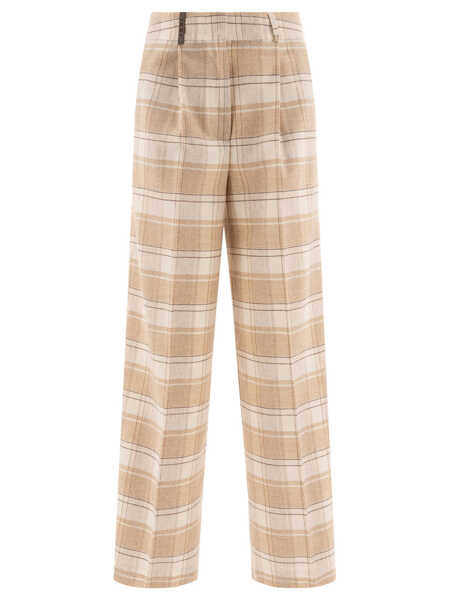 Pantaloni casual Peserico Check wool trousers Beige Femei (BM 17405295) 1