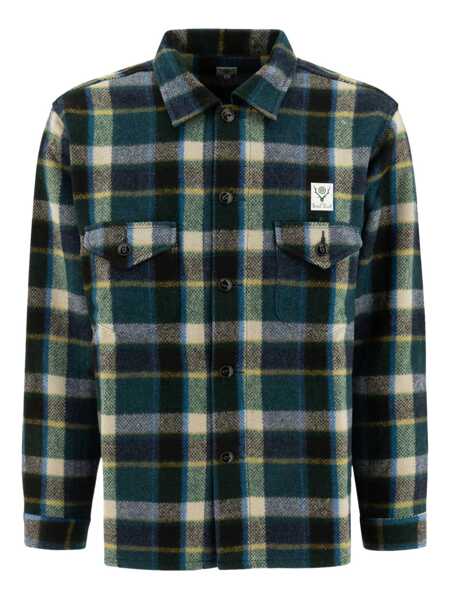 Camasi casual SOUTH2 WEST8 Smokey melton wool shirt Green Barbati (BM 17405481) 2