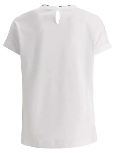 Tricouri Brunello Cucinelli Cotton jersey T-shirt with Precious Faux Layering White Femei (BM 17405808) 2
