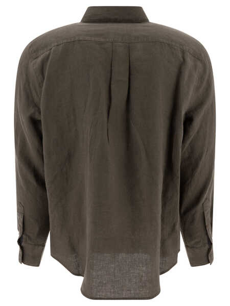 Camasi casual Vince Linen Utility Shirt Green Barbati (BM 17406189) 2