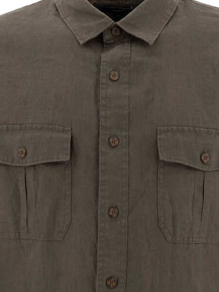 Camasi casual Vince Linen Utility Shirt Green Barbati (BM 17406189) 3