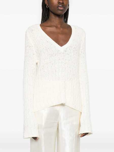 Pulovere Loulou Studio Komo V-neck sweater White Femei (BM 17406219) 3
