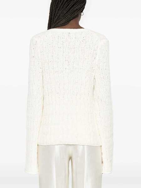 Pulovere Loulou Studio Komo V-neck sweater White Femei (BM 17406219) 4
