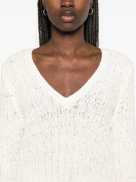 Pulovere Loulou Studio Komo V-neck sweater White Femei (BM 17406219) 5