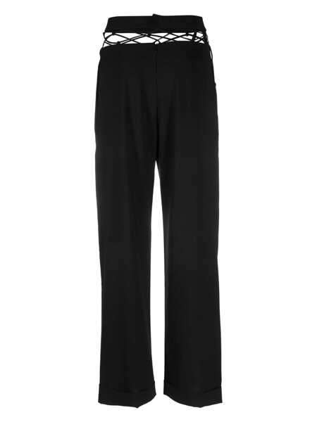 Pantaloni casual NENSI DOJAKA Tailored trousers with laced waistband Black Femei (BM 17407176) 2