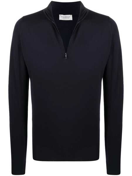 Pulovere John Smedley Merino wool Tapton half-zip sweater Blue Barbati (BM 17407677) 1