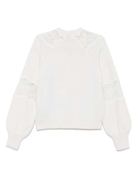 Pulovere ELIE SAAB Sweater with lace inserts White Femei (BM 17407758) 2