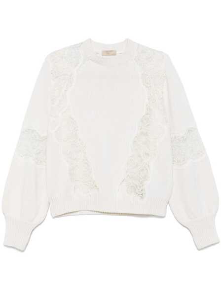Pulovere ELIE SAAB Sweater with lace inserts White Femei (BM 17407758) 1