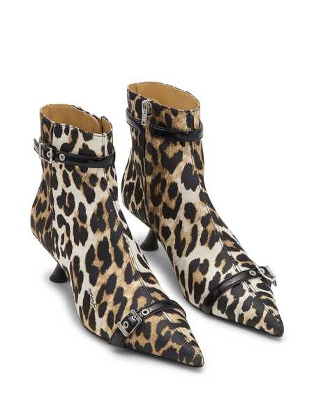 Botine Ganni Leopard ankle boots Brown Femei (BM 17407869) 2