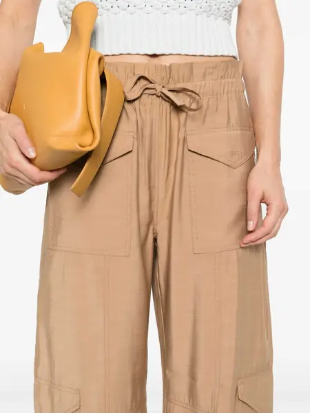 Pantaloni casual Ganni Light Slub High Waist Pocket Pants Beige Femei (BM 17407950) 5