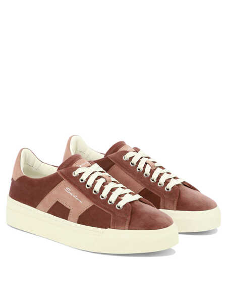 Sneakers Santoni Sneakers in pelle scamosciata con stampa logo Pink Femei (BM 17407980) 2