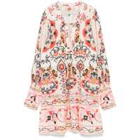 Rochii 'Mandala' Multicolor Mini Dress With Round Neck And All-Over Floral Print In Cotton Woman Femei