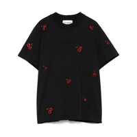 Tricouri Black T-Shirt With All-Over Sequined Cherry Decorations In Cotton Woman Femei